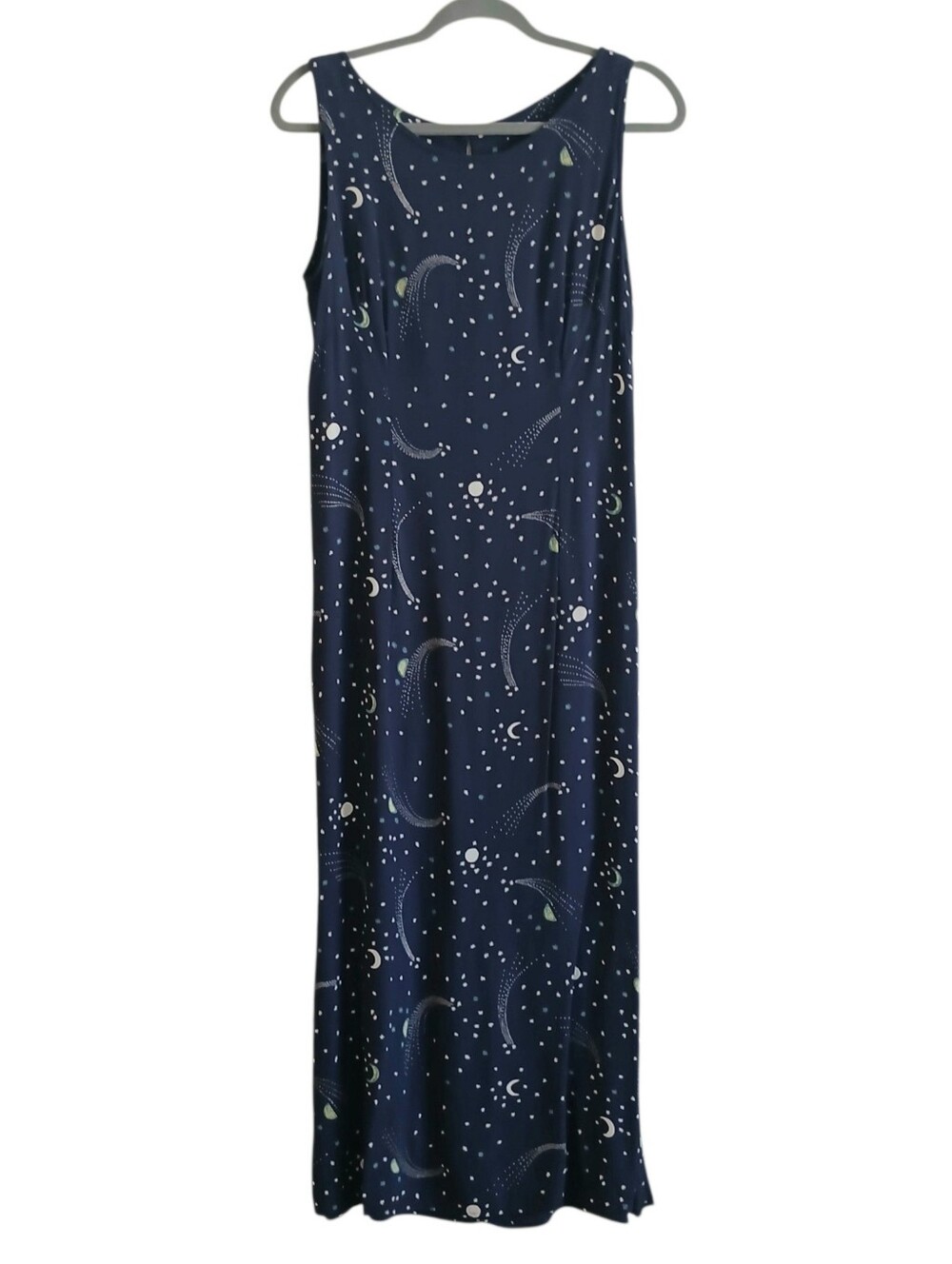 VINTAGE 90'S Celestial Whimsigoth Maxi Dress Women's M Tie Back Side Slit Cosmic